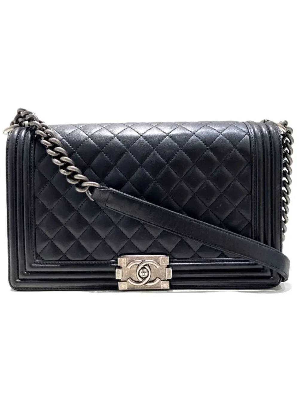 Chanel Large Chain Shoulder Bag Boy Lambskin